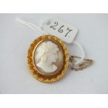 An attractive oval mounted cameo swt in gold