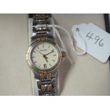 A boxed ladies GUCCI watch with papers with seconds sweep & calender dail