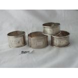 Four various napkin rings - 78gms