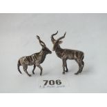 Pair of deer-like miniature animals in a standing position 2" high - unmarked - 58gms