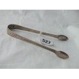 A pair of George III bright cut sugar tongs - London 1796 by P&A Bateman