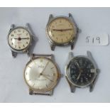 Four vintage ladies & gents wrist watchs incl. black face SEKONDA