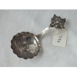 Dutch embossed caddy spoon - import mark