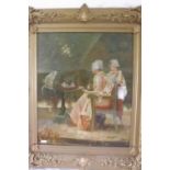 ENGLISH SCHOOL - Lady seating at table with a cat
