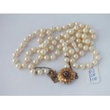 A pearl necklace with 9ct clasp