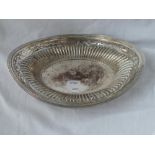 Oval boat-shaped fruit dish with pierced and fluted sides 11.5" wide - Sheffield FB Ltd - 440gms