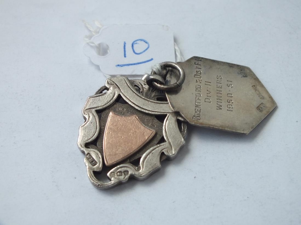 Two silver fobs - one with gold overlay decoration - Image 2 of 2