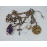 Four silver pendant necklaces - 60gms