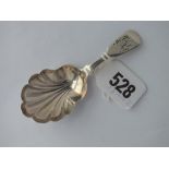 A early Victorian Exeter caddy spoon with shell shaped bowl - 1847 by JF
