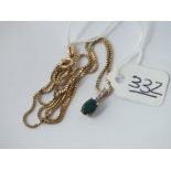 An emerald drop pendant necklace all in 14ct gold - 4.6gms