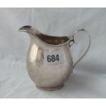 Georgian-style helmet-shaped cream jug engraved with festoons 4" high - 1912 - 157gms