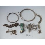 Two silver brooches, bracelets etc. - 48gms