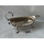 Victorian sauce boat with decorated rim - 1871 by SW - 91gms
