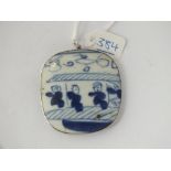 A Chinese blue & white pendant ' men going to war'