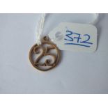 A '25' charm/pendant in 9ct - 1.5gms
