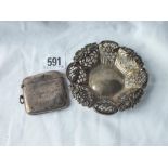 Pierced bon-bon dish and Vesta case - B'ham 1904