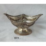 Boat-shaped small bowl with festoons 6" wide - probably 1896 by CSH - 138gms