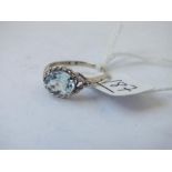 A large pale blue stone ring in 9ct white gold - size Q - 2.5gms