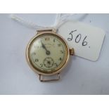 A vintage 9ct ladies wrist watch by Westend Watch Co. with seconds dial