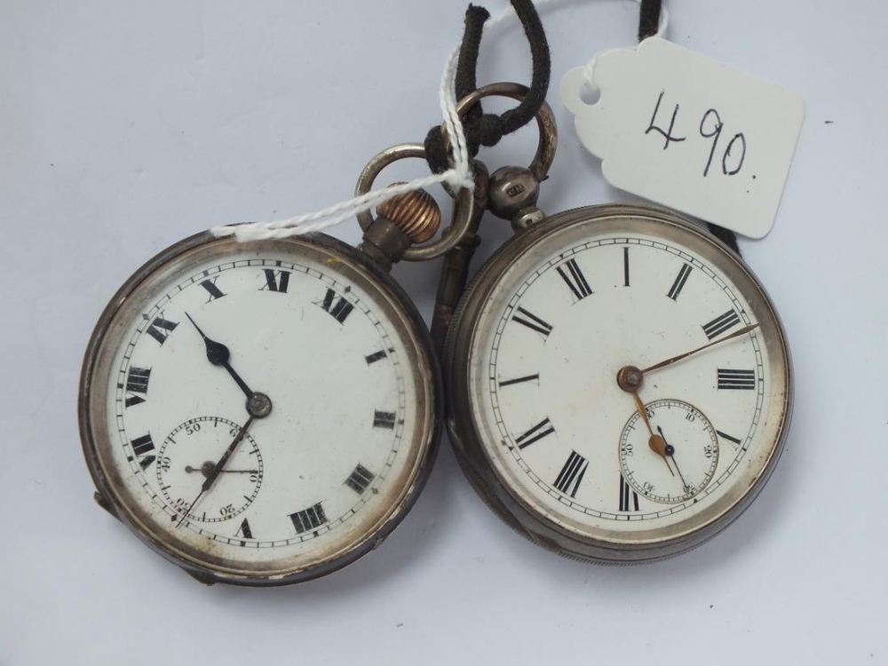 Two gents silver pocket watches both with seconds sweep