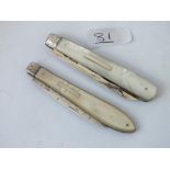 Two x silver & MOP fruit knives