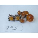 Three pairs of amber earrings