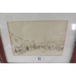 19th CENTURY SCHOOL - A pen sketch of main street Ifracombe? 1840 - 7 x 10
