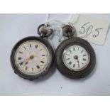 Two ladies silver fob watches