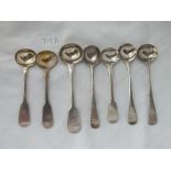 Seven Georgian and later salt spoons