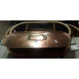 FINE QUALITY HAMMERED COPPER FISH KETTLE WITH BRASS HANDLES BY L JAEGGI