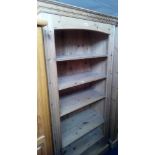 STRIPPED PINE BOOKCASE WITH SIX SHELVES 6FT HIGH X 2FT 9''