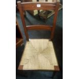 CARVED MAHOGANY BEDROOM CHAIR WITH STRUNG SEAT