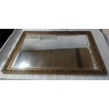 LARGE GILT FRAMED BEVELLED EDGE OVER MANTLE MIRROR