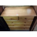 MODERN PINE CHEST OF THREE LONG & TWO SHORT DRAWERS