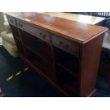 YEW WOOD SIDEBOARD WITH THREE DRAWERS & SHELVING