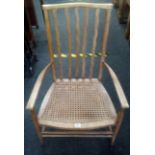 BEACH WOOD CARVER CHAIR WITH WICKER SEAT