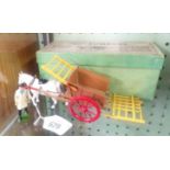 BRITAIN'S 4F TUMBLE CART COMPLETE WITH FARM HAND, HORSE & HAYRACK'S BOXED