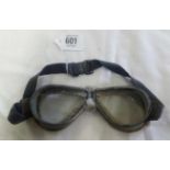 PAIR OF VINTAGE FUR RIMMED RAF FLYING GOGGLES