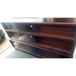 LARGE SET OF MAHOGANY SIMPLEX 3 SECTION BOOKSHELVES WITH GLASS FRONTS 6FT LONG