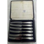 CASE SET OF SILVER HANDLED BUTTER KNIVES