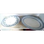 THREE BLUE & WHITE POTTERY PLATES