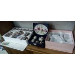 BOXED JAPANESE HAND PAINTED COFFEE SET, MINIATURE TEA SET ETC