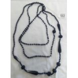 2 BLACK GLASS BEAD NECKLACES