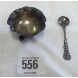 A SILVER SALT - B'HAM 1909 & A SILVER SPOON 1908