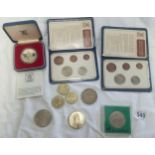 TWO WALLETS OF BRITAIN'S FIRST DECIMAL COINS, COMMEMORATIVE CROWNS & THREE TWO POUND PIEDFORT COINS