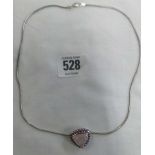 SILVER STONE SET PENDANT NECKLACE