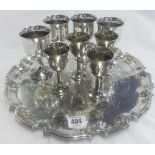 PLATED TRAY WITH 8 PLATED GOBLETS