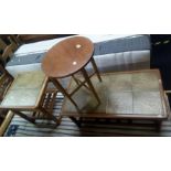 TWO TILED TOP COFFEE TABLES & A SMALL CIRCULAR TABLE