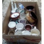 CARTON OF MISC CHINA WARE INCL; MUGS & SMALL POTS