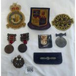 QTY OF CLOTH BADGES INCL; EASTERN ELECTRICITY SERVICE, LONDON COUNTY COUNCIL ATTENDANCE MEDALS